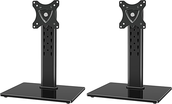 MOUNTUP Monitor Stand for Desk, Freestanding Monitor Mount Fits 13-32 inch Screen up to 17.6 lbs, Screen Stand with Swivel, Height, Rotation Adjustment, VESA Mount 100 x 100mm, 75 x 75mm (Pack of 2)