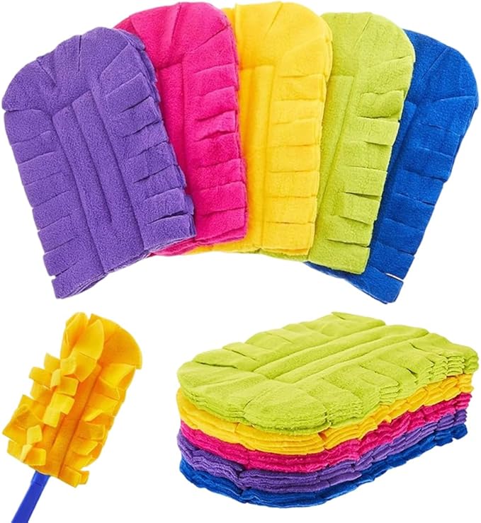 360° Electrostatic Duster Refills, 2026 New Washable & Reusable Microfiber Pads Fleece Duster Refill Compatible Tools for Cleaning Home, Blinds, Car, Pet, Furniture, Fans (Mix)