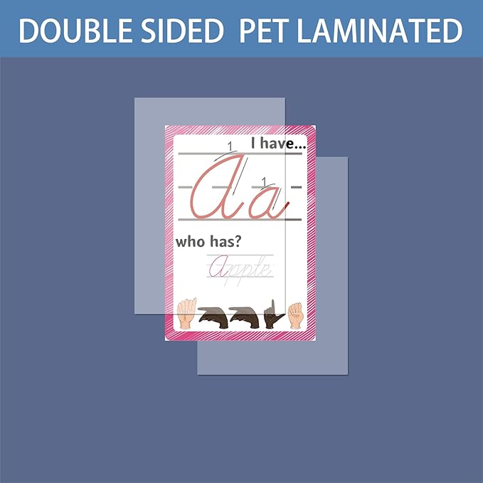 ASL Abc's Flash Cards for Toddlers, 36 Sign Language with Cursive,Numbers |Montessori ASL Bundle I Have... Who has? Game for Homeschool Supplies,ELs/ESOLs/ENLs, Deaf/Hard of Hearing Students