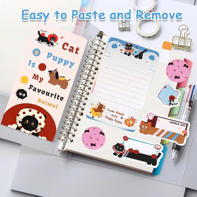 QPIXVB Cute Sticky Notes,Dog Cat Sticky Notes Set,440 Sheets,Cat Dog Gifts for Women,Cute School Supplies,Christmas Gifts for Grandkids,Writing Memo Pads for Students Home Office School Supplies