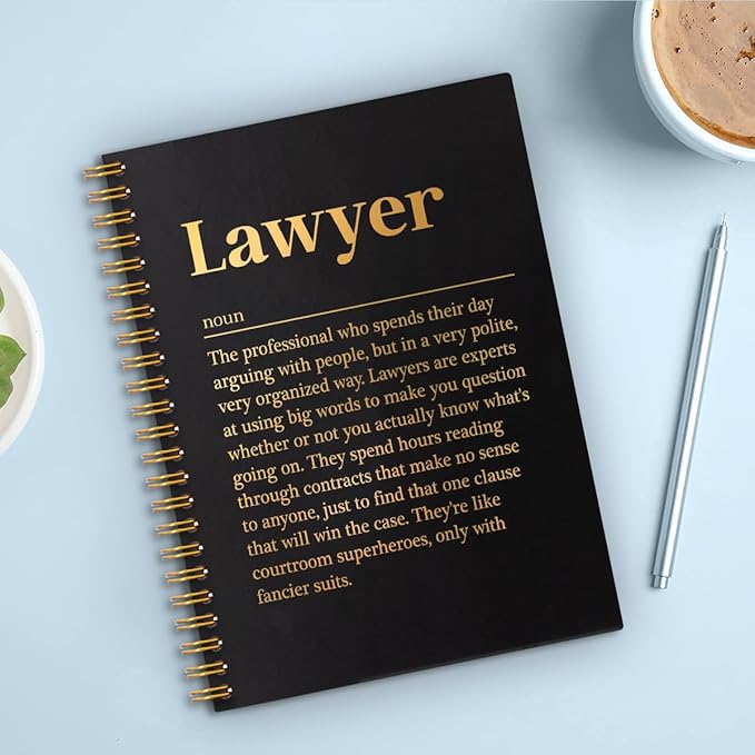 Lawyer Definition Gold Foil Hardcover 160 Pages Blank Spiral Notebook, Inspirational Gifts for Lawyer New Lawyer Lawyer Assistant, Grad Gifts for Law Student, Journal Gifts for Coworker Staff