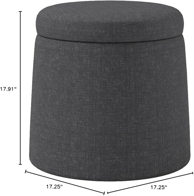 Seville Classics Cushioned Fabric Ottoman Hidden Storage Chest Footrest Chair, Padded Seat for Bedroom, Dorm, Loft, Living Room, Entryway, Hallway, Modern Gray, 15.6" Wobble