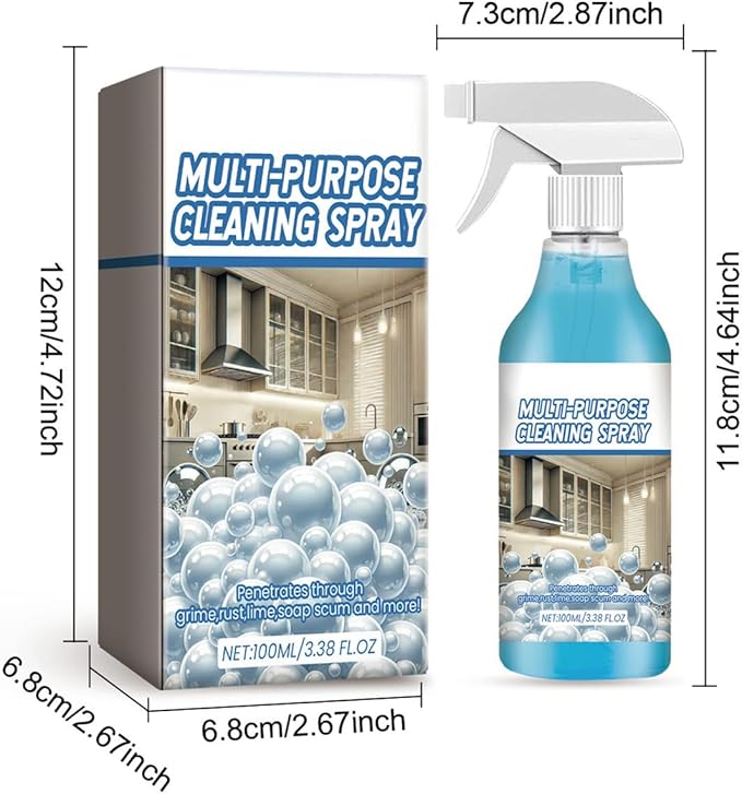 Grease Cleaner - Cleaning Multipurpose Degreaser, 100ml Heavy Duty Kitchen Grime Remover Spray for Window, Glass, Appliance, Countertop, Bathroom, Office, Toilet, Furniture