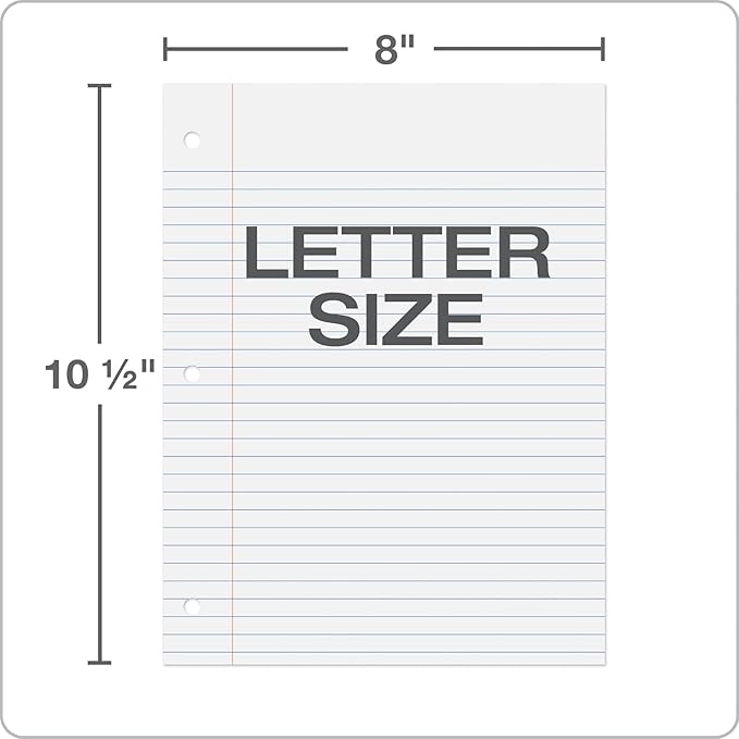 Oxford Loose Leaf Paper, Filler Paper, Notebook Paper, 8" x 10-1/2", Wide Rule, 3-Hole Punched, 2,000 Sheets for 3 Ring Binders, 4 Packs of 500, White (62379)