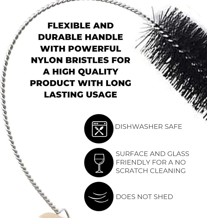 Flexible Drain Cleaning Brush (72" Long) for Drains, Bottles, Bathroom Sink, Bathtub, Shower, and Kitchen Sink, Heavy-Duty Double Ended Nylon with Elastic Hose, Bathroom Essentials, Blue