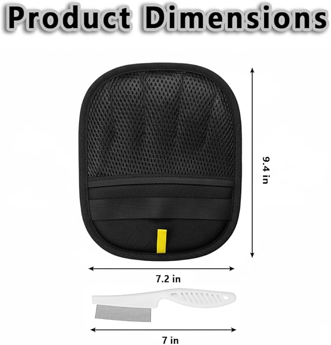 Pet Hair Removal Glove for Dogs & Cats, Five-Finger Electrostatic Glove for Clothes, Couch,Carpets, Car Seat, Individually Wrapped 1 Pack Black, L