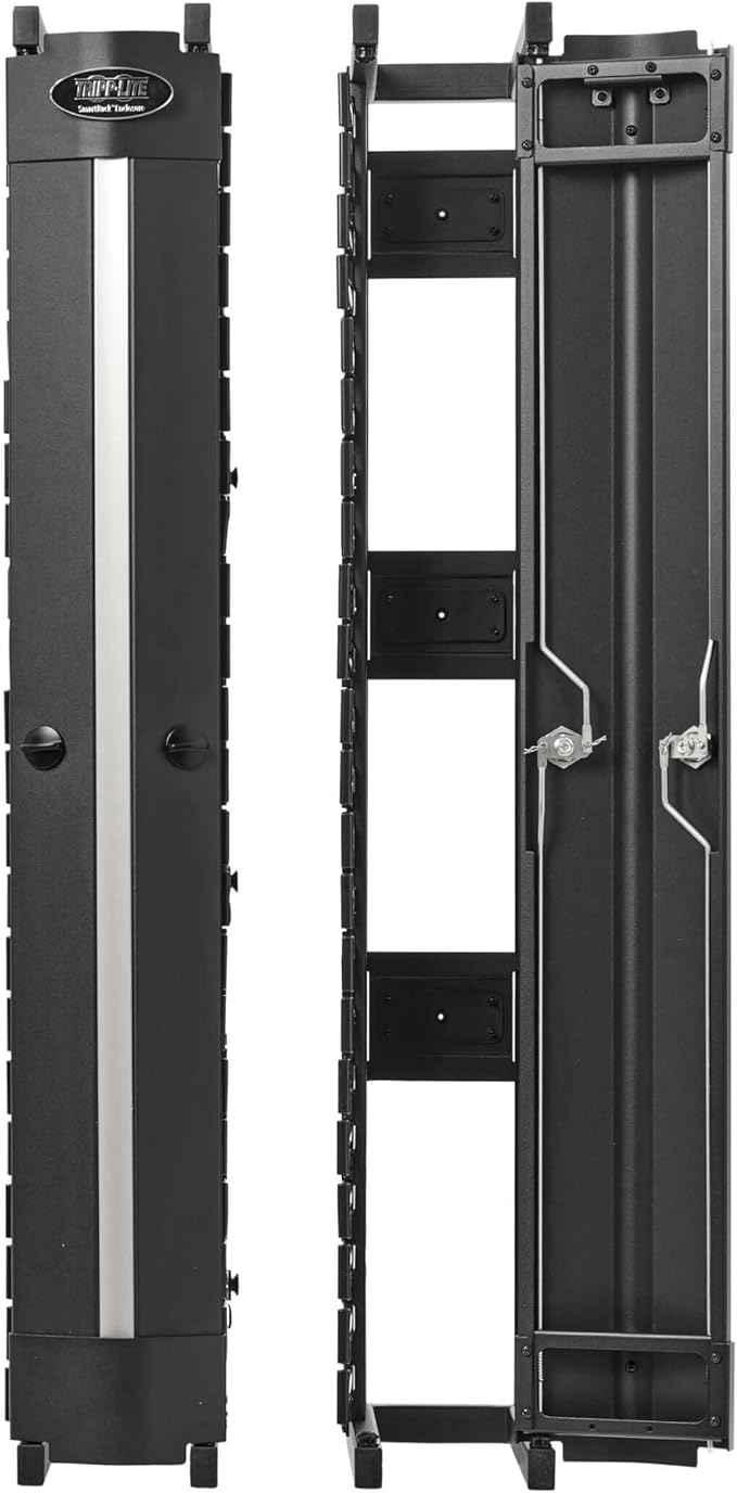 Tripp Lite Vertical Cable Manager, High-Capacity Deep Double Finger Duct, Front-Facing Cover, Two 3.5 feet Tall Sections, 6 inch Wide x 11.4 inch Depth, Black, 5-Year Warranty (SRCABLEVRT6HD)