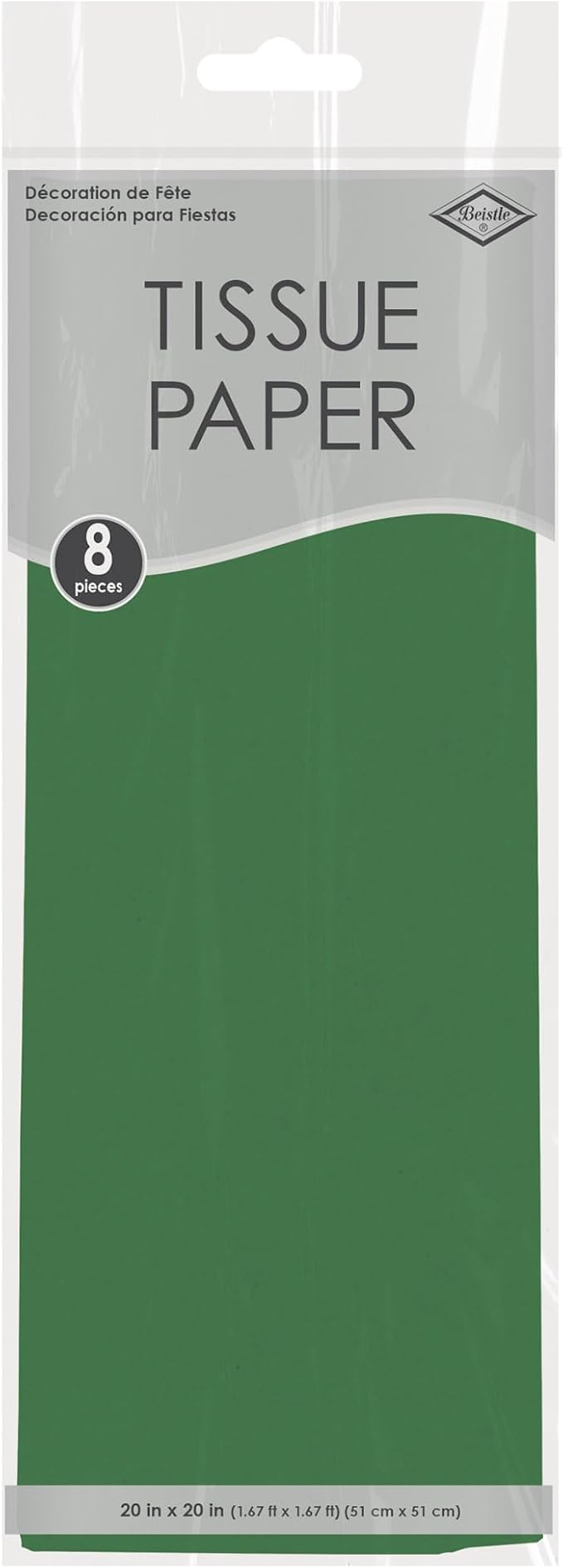 Beistle Green Tissue Paper Sheets – 96 Pack, Bulk Square Craft Tissue, Gift Wrapping for Bags, Boxes, DIY Crafts, Packaging Filler for Retail Displays, Shipping, Parties & Decorative Use, 20” x 20”