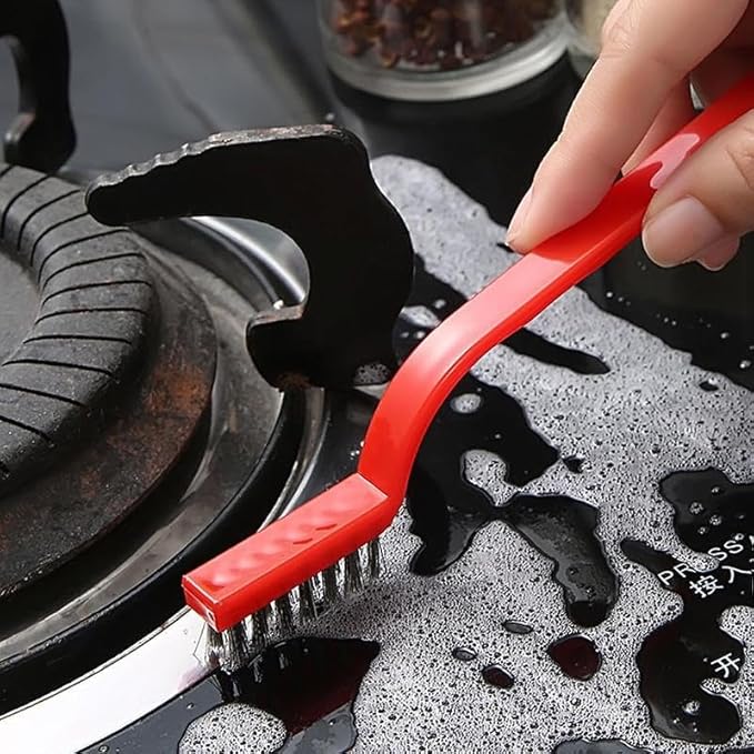 Kitchen Stove Cleaning Brush, 3 Counts Deep Clean Gas Stove Brush, Scrubber Brush for Range Hood Grease Grime, Hand Tools, Cleaning Supplies, Kitchen Accessories, Summer