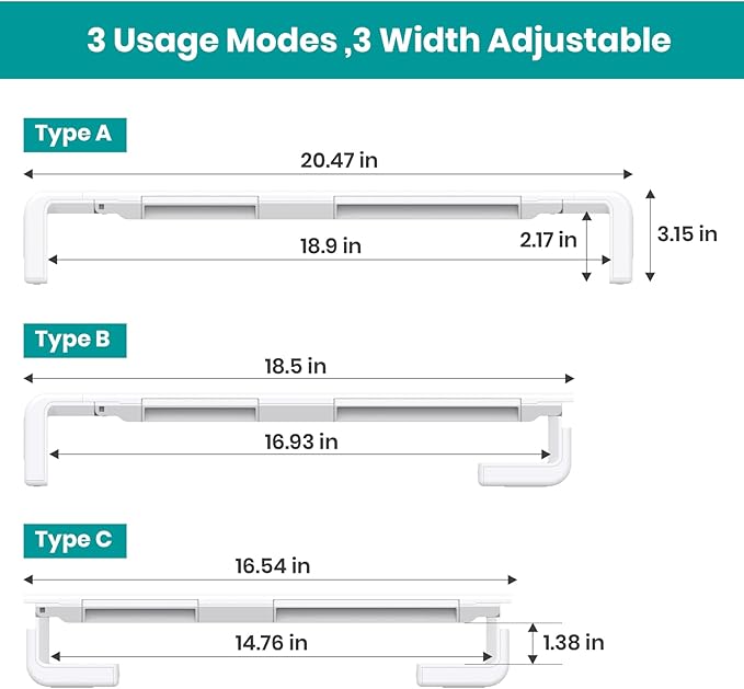 Monitor Stand Riser, Klearlook Foldable Computer Monitor Riser, Height Adjustable Computer Stand, Desk Shelf Riser with Storage Drawer & Tablet Phone Stand for Computer, Desktop, Laptop (White 2 Pack)