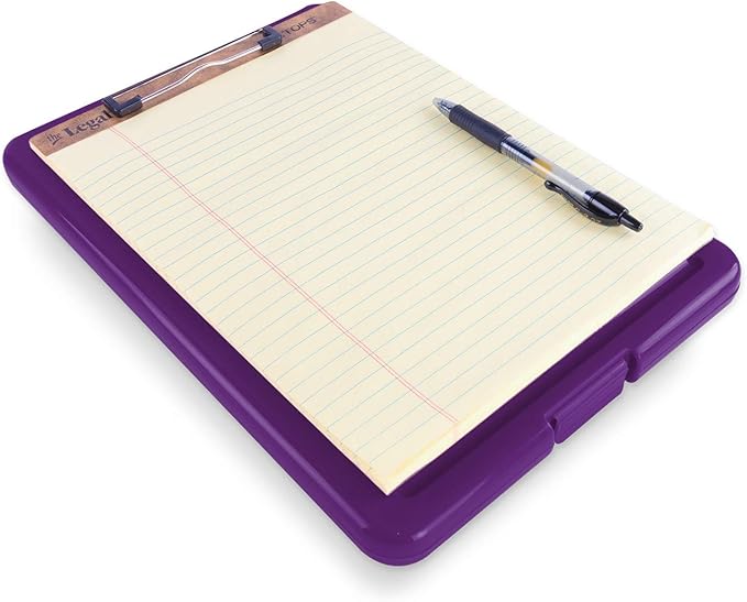 Clipboard with Storage Slim Folding for Nursing, Teachers, Coaches & Office, Plastic Heavy Duty with Pen Holder (9.5” x 13.5”) (Purple)