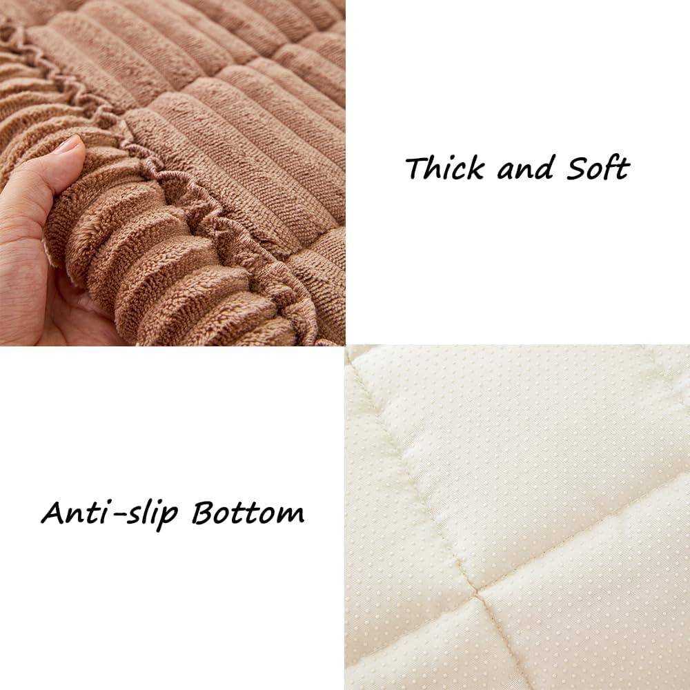 Couch Cover for Dogs Washable, Fuzzy Pet Couch Covers for 2 Cushion Sofa Pet Friendly, Non Slip Sofa Cover (Dark Brown, 23.6" x 47"/60 x 120cm)