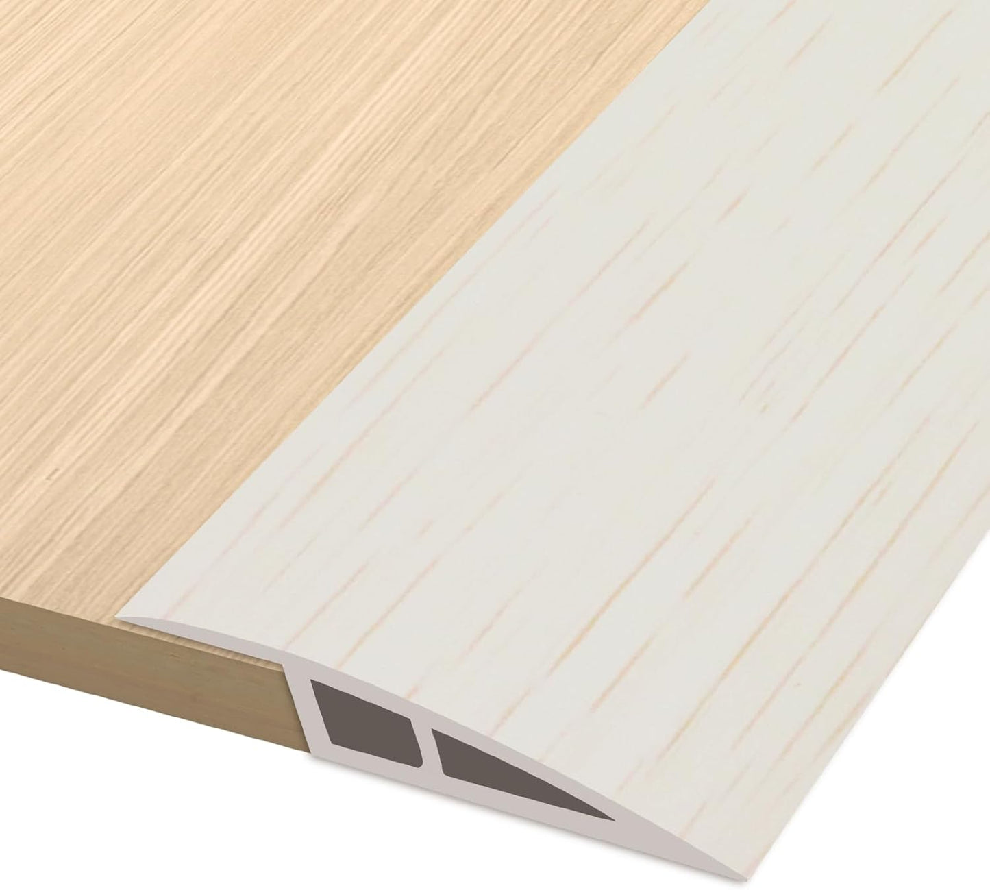 Vinyl Door Threshold Flooring Transition Strip Self Adhesive Carpet Edging Strip for Laminate Doorway Edge Threshold from 1/5" to 2/5" (Beige Wood Grain, 6.6 Ft)