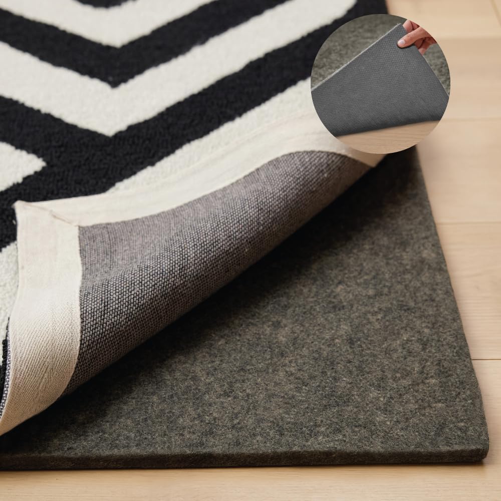 GORILLA GRIP Felt and Natural Rubber Stay in Place Slip Resistant Rug Pad, 1/4in Thick, 9x12 FT Protective Padding Under Area Rugs, Cushioned Gripper Pads, Carpet Runners, Hardwood Floors Protection