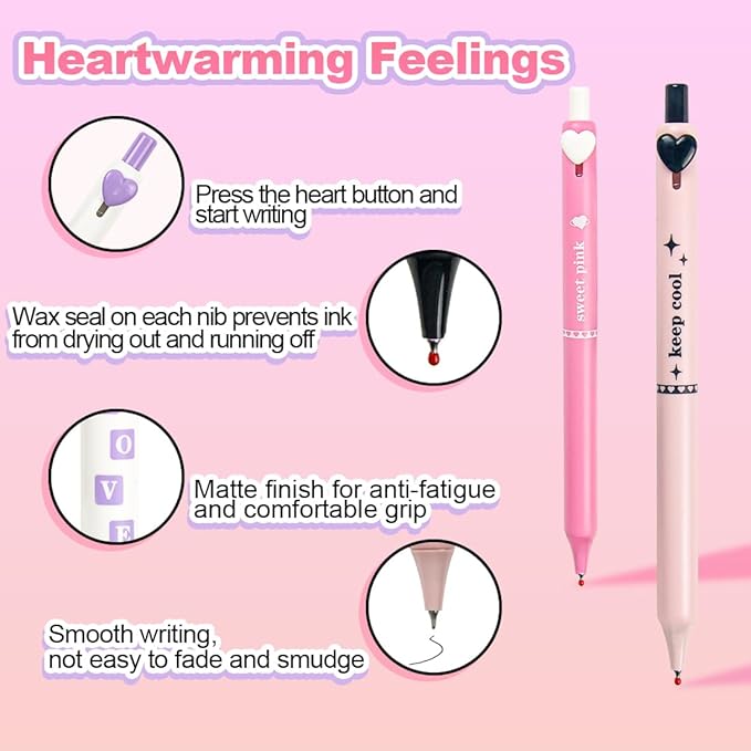 Gel Pens 5-Pack Quick-Dry Smudge-Resistant Ink, Writing Tools for School, Office, Creative Projects | Aesthetic Gift Set for Students/Teachers/Nurses/Professionals (Pink)