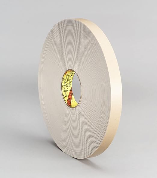 3M 4496 Double Coated Polyethylene Foam Tape, White 1" Wide x 36 Yards Long, 1/16" (Pack of 1)