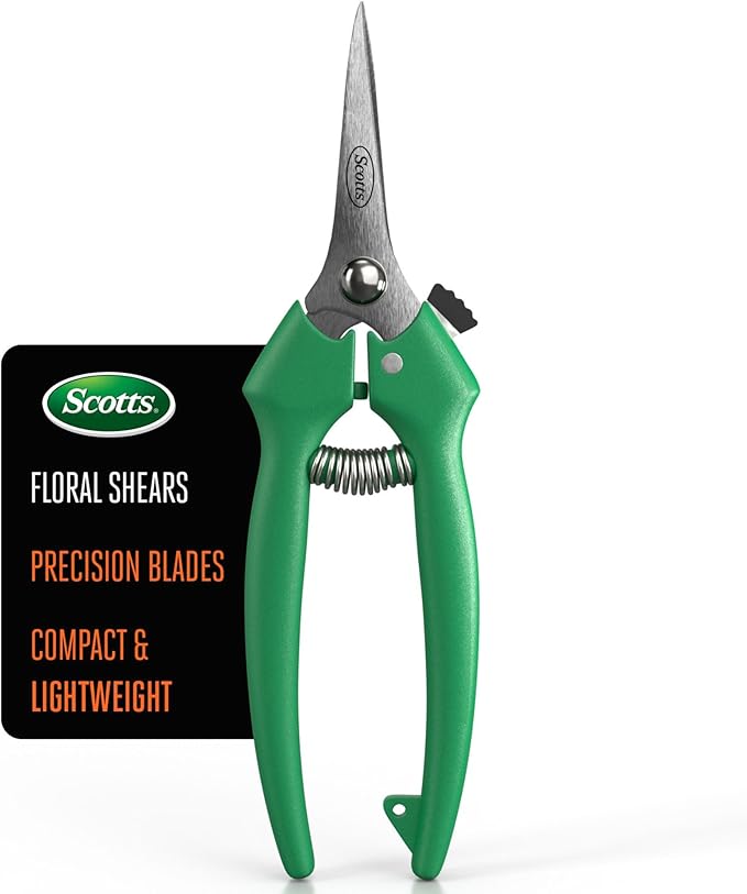 Scotts Straight Tip Floral Shears - Ultra Sharp Lightweight Gardening Scissors - Hand Pruner Pruning Shear for Flowers, Herbs, Roses and Indoor Plants