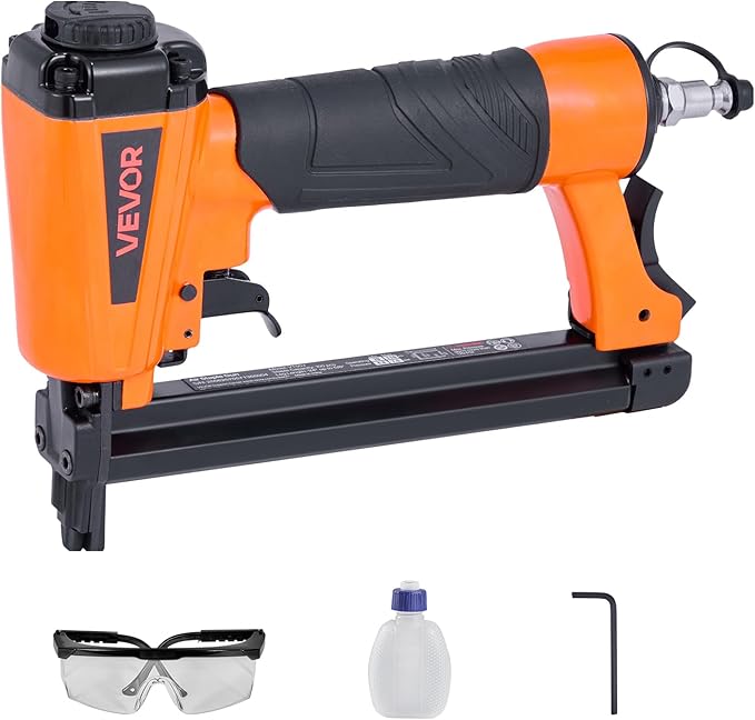 VEVOR Pneumatic Staple Gun, 20 Gauge T50 Pneumatic Upholstery Stapler for 7/16" Crown 5/32"-5/8" Length Staples, 70-110 PSI Air Staple Gun for Woodworking, Upholstering, Fabric, Crafts, DIY Projects