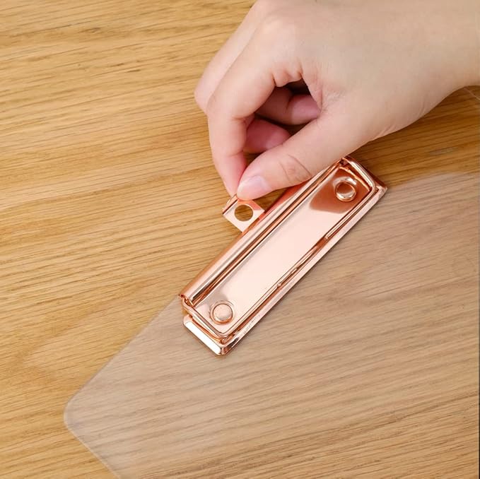 JIARI 2 Pack Clear Acrylic Office Clipboard A4 Letter Size 8.6" x 12.2" (Rose Gold)