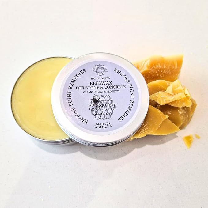 Rhoose Point Remedies Beeswax Polish for Stone & Concrete 7.0 Fl Oz – Cleans, Seals & Protects Natural & Man-Made Surfaces inc. Marble, Quartz, Granite, Slate, Ceramic.