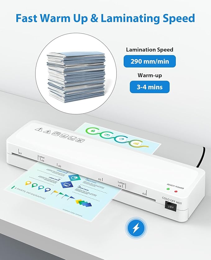 Laminator Machine, Sweleke A3 Laminating Machine with 5 Laminating Sheets, 11x 17 Thermal Lamination Machine for Home, 13 Inch Laminator Machine Hot and Cold for School Office Use