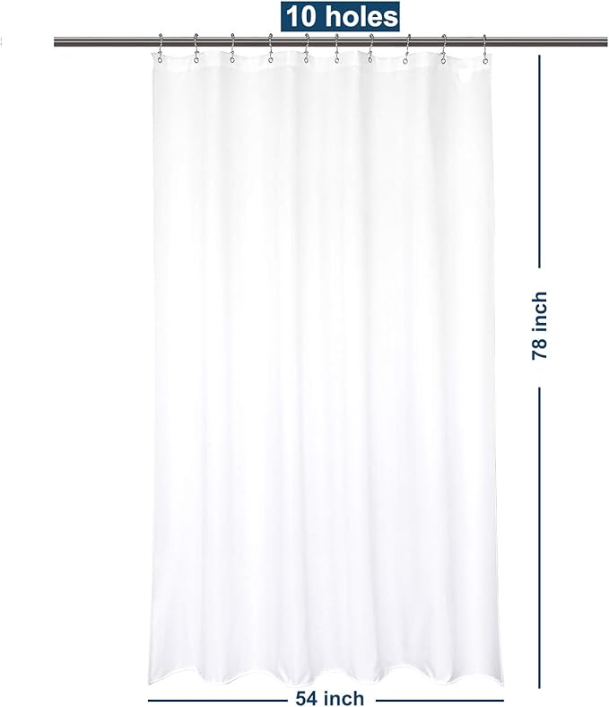 Barossa Design Waterproof Fabric Shower Stall Curtain Liner Microfiber 54" W x 78" H - Hotel Quality, Machine Washable, White Shower Liner for Bath Tub, 54x78