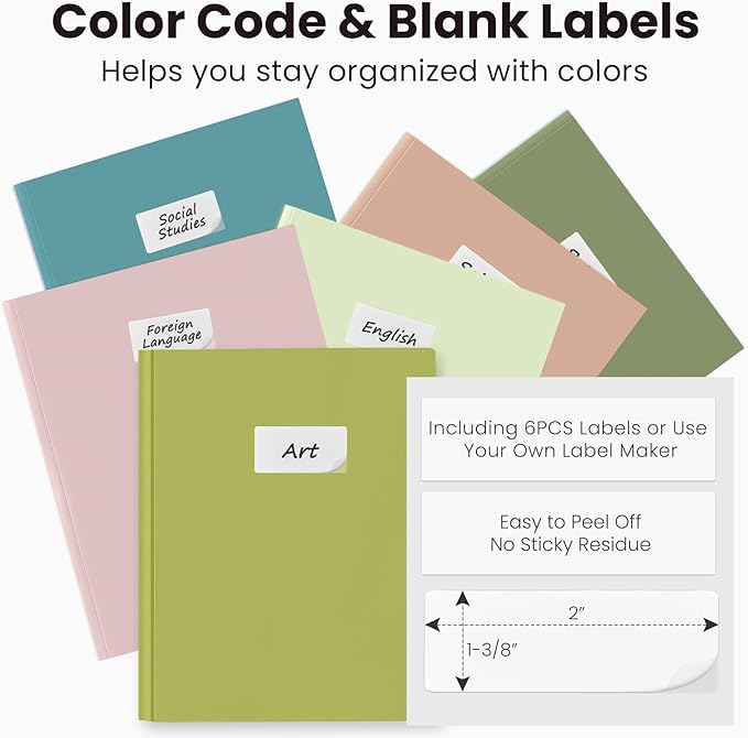 Sooez Folders with Pockets and Prong, 6 Pack, Green Colors, File Folders with Prongs, 2 Pocket Folders Bulk, Plastic Folder for School College Supplies, Aesthetic Nursing Cute School Supplies