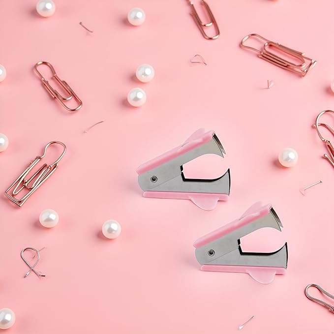 2Pcs Pink Stapler Removal Tool, Stapler Removals Puller Tool, Wear-Resistant Remover Tool with Non-Slip Handle, Staple Puller Tool Supplies for Students, School, Home, Teachers Staple Removers