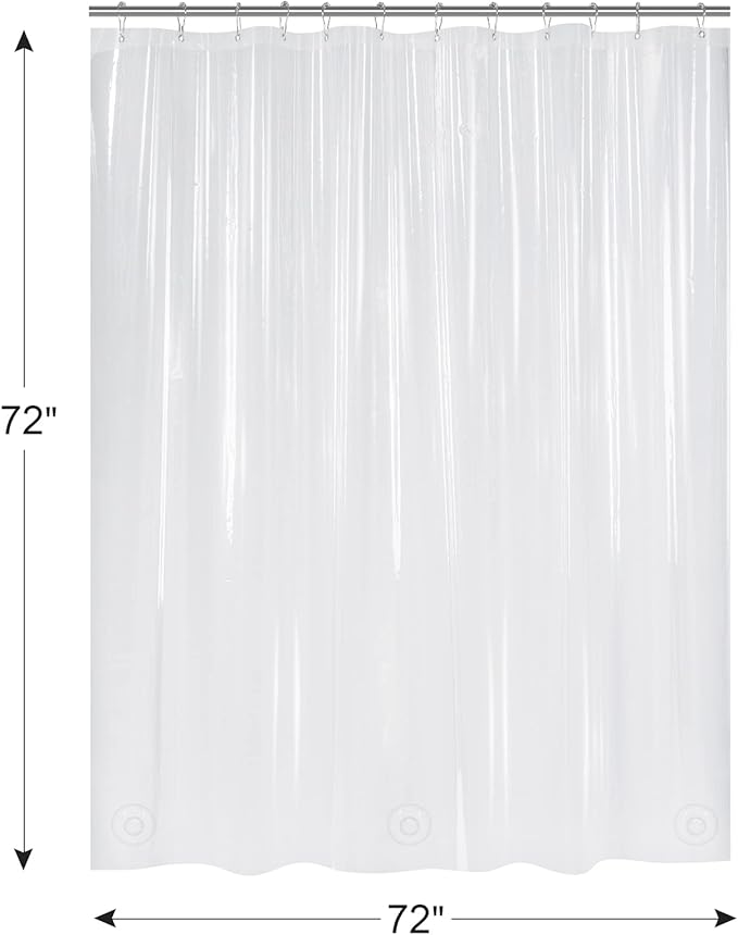 AmazerBath Plastic Shower Curtain Clear Premium PEVA, Clear Shower Curtain Heavy Duty 8G, Weighted Shower Curtains for Bathroom Accessories with 3 Big Stones and 12 Rustproof Grommets, 72x72 Inches