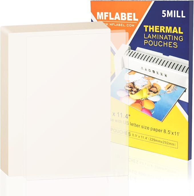 MFLABEL Thermal Laminating Pouches, 8.9 x 11.4-Inches Clear Thermal Laminating Plastic Paper Laminator Sheets for Photos Files Drawings for Use with Thermal Laminators 5 mil 1500-Pack