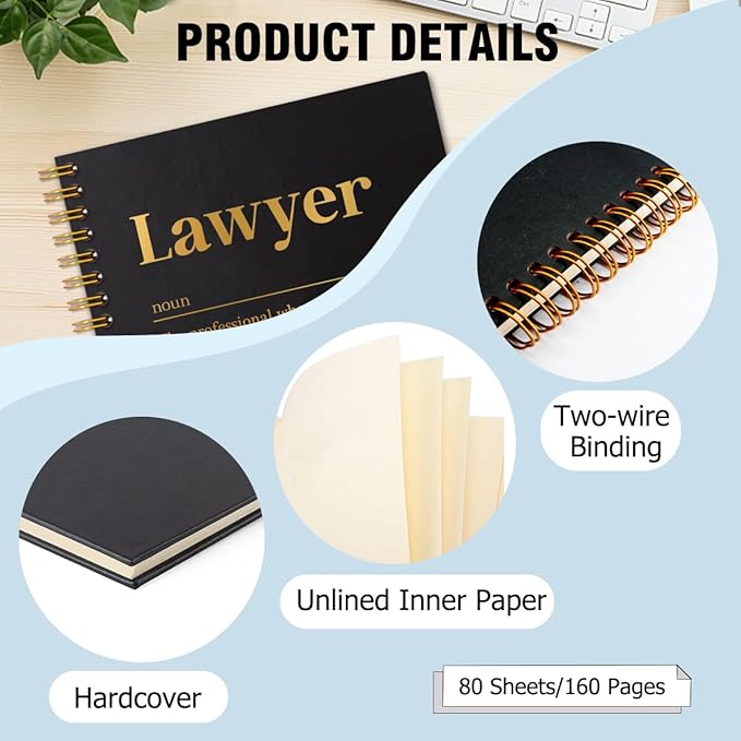 Lawyer Definition Gold Foil Hardcover 160 Pages Blank Spiral Notebook, Inspirational Gifts for Lawyer New Lawyer Lawyer Assistant, Grad Gifts for Law Student, Journal Gifts for Coworker Staff