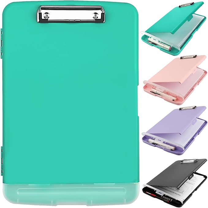 SFLHHDM Clipboard with Storage, Clip Boards 8.5x11, Plastic Clipboards with Pen Holder, Clip Board with Storage Compartments, Nurse Clipboard with Storage for Classroom, Student, Teacher