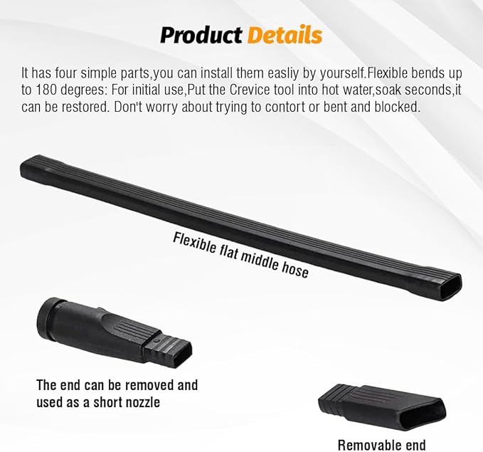 Universal 25" Long Flexible Crevice Tool Vacuum Attachment with Removable Brush Head For All 1-1/4 in or 1-3/8 inch Connector Hoses Helps Clean Cobwebs on the ceiling, Dryer Lint, Under Furniture