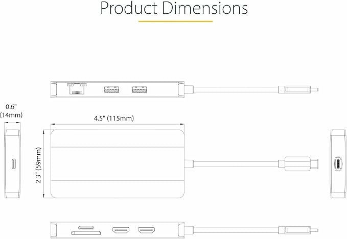 StarTech.com 8-in-1 Mini Docking Station for Windows, ChromeOS and Ubuntu, Dual 4K 60Hz HDMI Video, HDR10, USB 5Gbps Hub, 100W Laptop Charging, GbE, SD, MicroSD