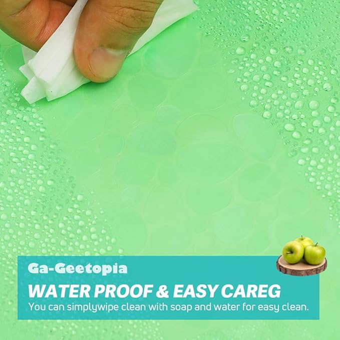 Ga-Geetopia EVA Green Thin Shower Curtain Liner, Pebble Pattern 72x72 Inch Lightweight Plastic Bathroom Shower Showroom Inner Curtain with Rustproof Metal Grommets and Weighted Magnets(NO Hooks)