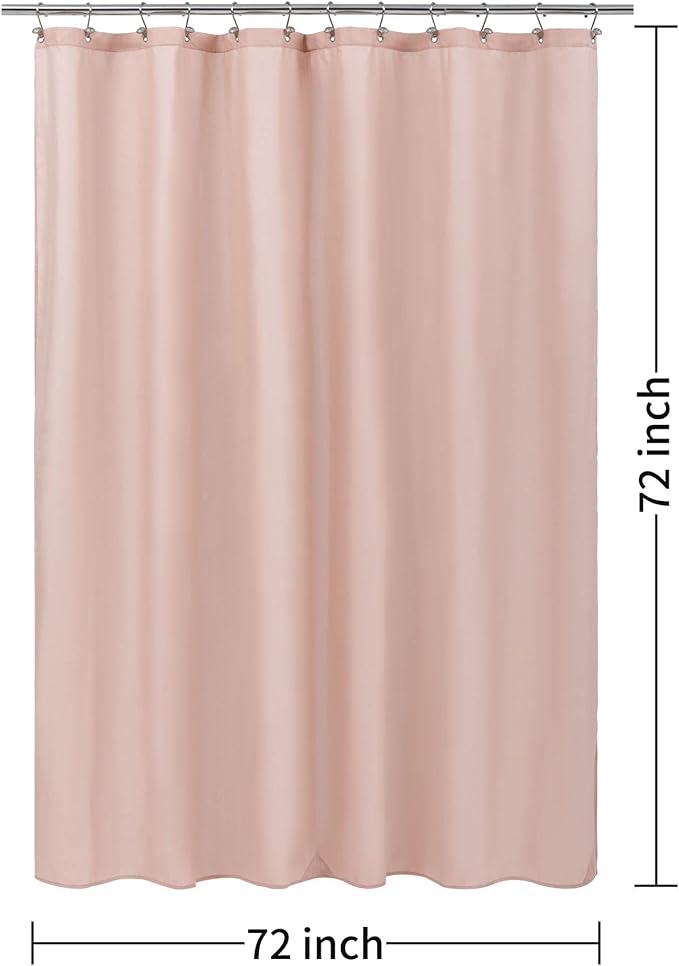 ALYVIA SPRING Pink Shower Curtain Liner Fabric with 3 Magnets - Waterproof Soft Hotel Quality Cloth Shower Curtain for Bathroom, Light-Weight & Machine Washable - Standard Size 72x72, Blush Pink