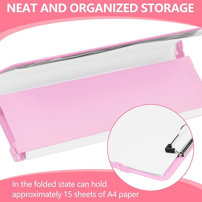 Nursing Clipboard Foldable Edition Aluminum 4 Layers Pocket Size Size Pen Clip Pocketfor Nurses Students School Doctor- Pink Without Cheat Sheets