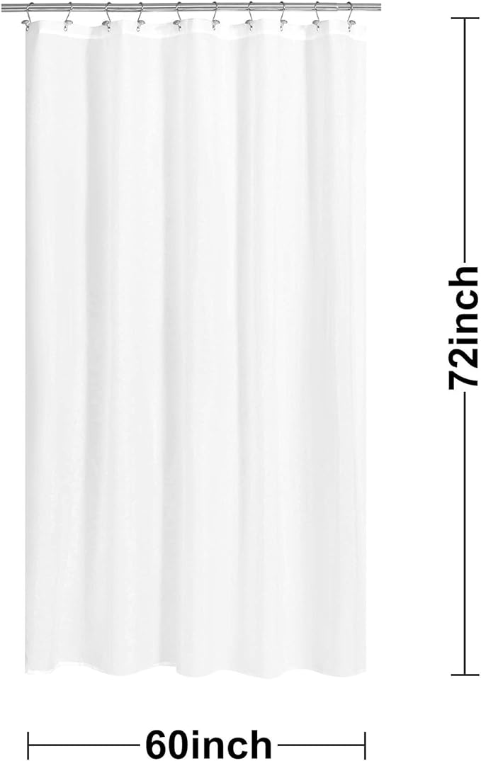 N&Y HOME Fabric Shower Curtain Liner 60 x 72 inches Bath Stall Size, Hotel Quality, Washable, Water Repellent, White Bathroom Curtains with Grommets, 60x72