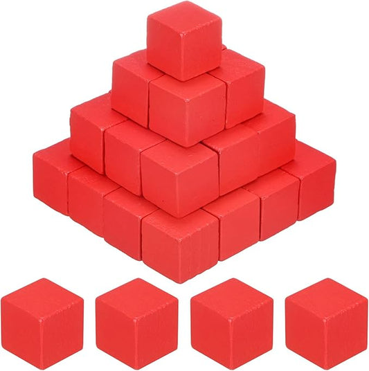 50-Pack DIY Wooden Cube, 0.6 Inch(1.5 Cm) Colored Natural Wood Blocks for Crafts Making Puzzle Games/Wedding/Home Decor/Dice/Building, Square Blank Block [Orange]