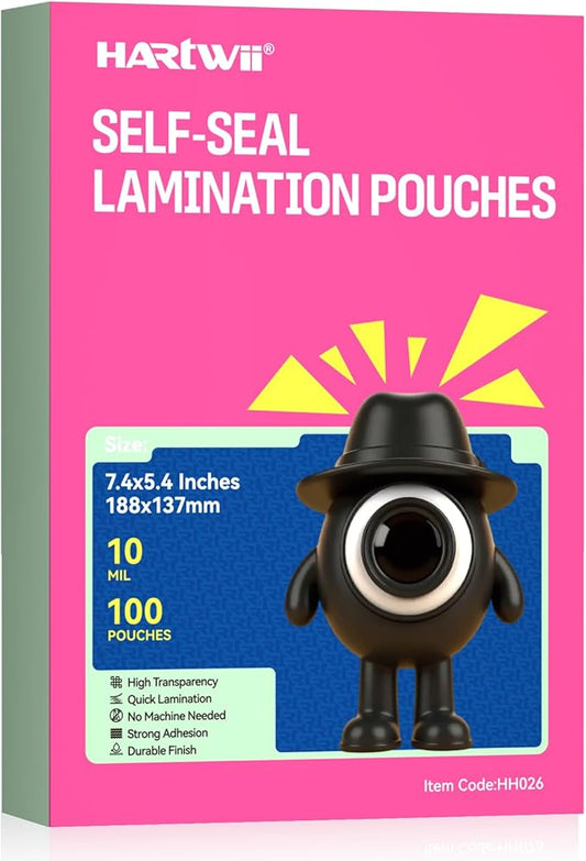 100 Pack Self-Sealing Laminating Pouches 5x7 Inch,10 Mil Thick Double-Sided Self Adhesive Lamination Pouches,Waterproof Photo Laminating Sheets No Laminator Machine Need