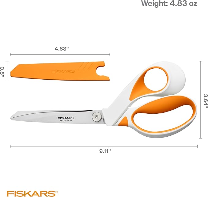 Fiskars RazorEdge Fabric Scissors - 9" Heavy Duty Fabric Shears with SoftGrip Ergonomic Handle, Premier Grade Stainless Steel Blades