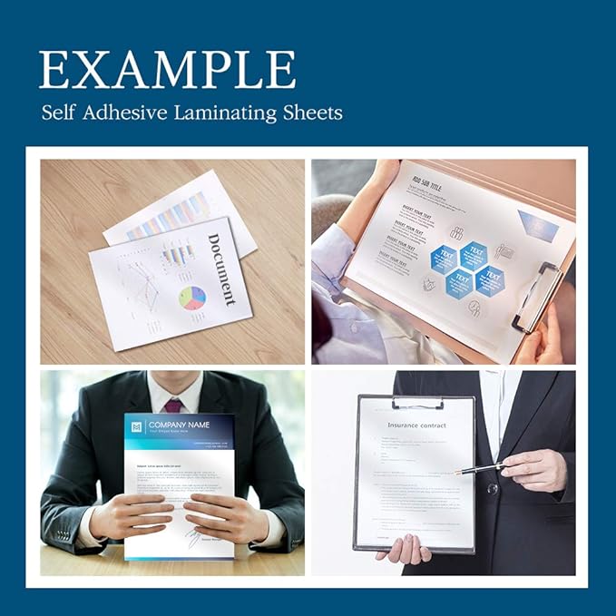 Self Adhesive Laminating Sheets 12.3x17.1 inch, 50 Pack, 4mil Thickness, No-Machine Needed, QuickPeel, Instashield, Stick&GO (50 Sheets, Letter Size 4mil)