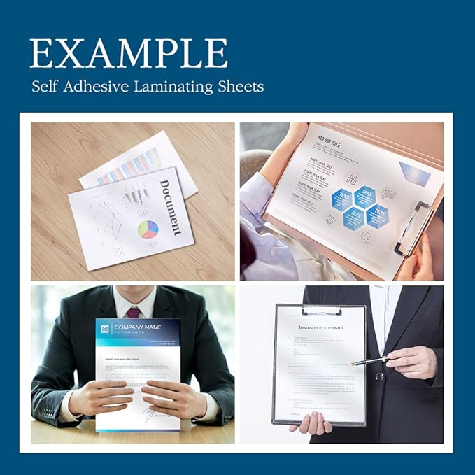 Self Adhesive Laminating Sheets 12.3x17.1 inch, 100 Pack, 4mil Thickness, No-Machine Needed, QuickPeel, Instashield, Stick&GO (100 Sheets, Letter Size 4mil)