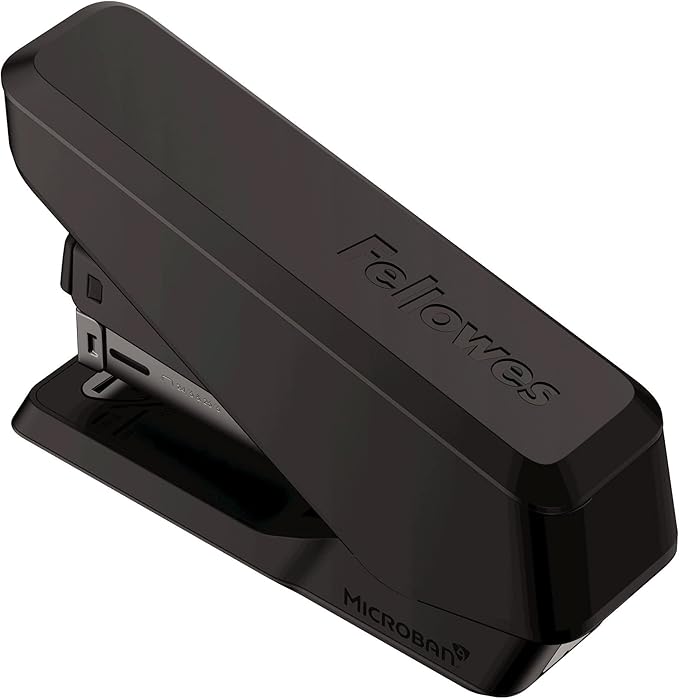 Fellowes LX840 EasyPress Office Stapler, Effortless One-Touch Small Stapler for Classroom, Home and Office, Holds Half Strip of Staples, 25 Sheet Capacity, Black