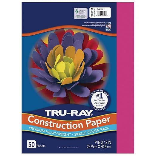 Tru-Ray® Construction Paper, Dark Pink, 9" x 12", 50 Sheets