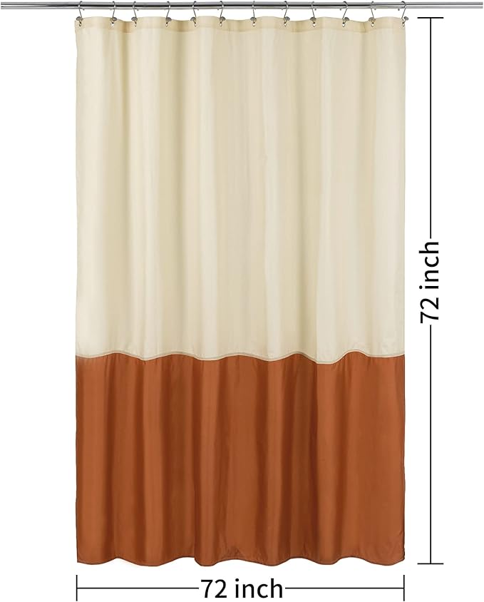 ALYVIA SPRING Waterproof Fabric Shower Curtain Liner - Soft & Light-Weight Cloth Shower Liner, 3 Bottom Magnets, Hotel Quality & Machine Washable - Standard Size 72x72, Cream and Orange