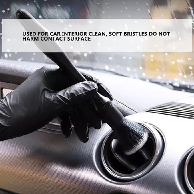 3pcs car Detailing kit-1pcs Boars Hair Car Detailing Brushes,1pcs Ultra Soft No Scratch Detailing Brush for Air Vent,Leather Seat 1pcs Detail Brushes car Detailing for Interior Exterior