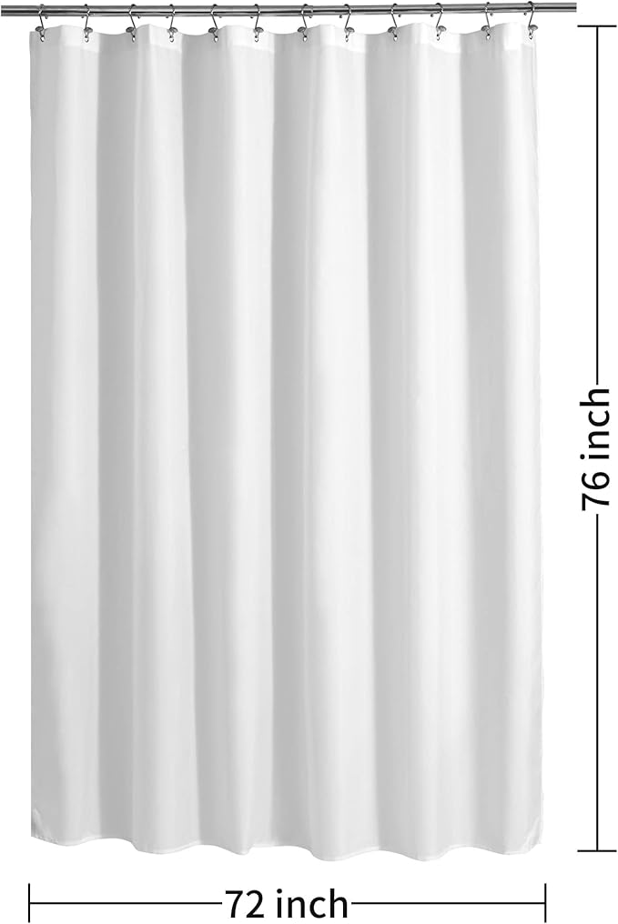 ALYVIA SPRING Long Fabric Shower Curtain Liner Waterproof - 72" x 76", Soft & Lightweight Long Shower Curtain with Magnets, Machine Washable - 72x76, White