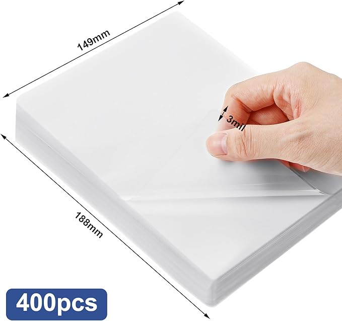 Cindeer 400 Pack 5.8 x 7.4 Inch Thermal Laminating Pouches Back to School 3 Mil Clear Laminating Sheets Plastic Paper Hot Glossy Laminator Pouches School Office Supplies for Letter Photo Card ID Badge