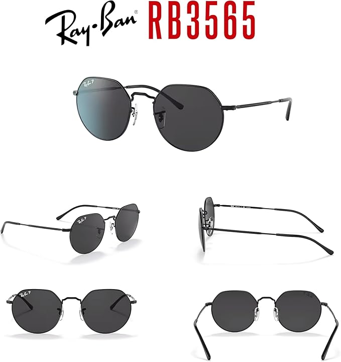 Ray-Ban Jack RB3565 Rounded Hexagonal Sunglasses for Men for Women +BUNDLE with ACCESSORY EYEWEAR KIT